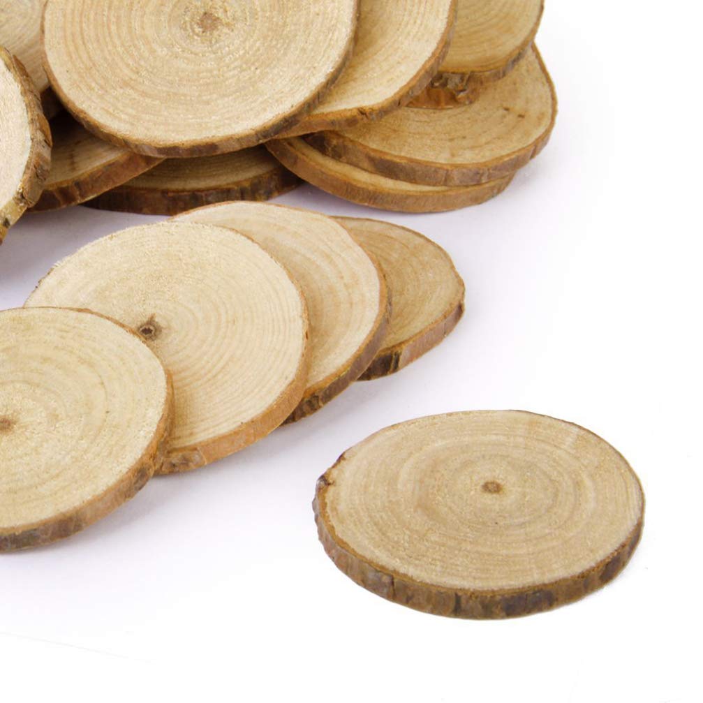Gadpiparty 40piezas Discos De Madera Natural Para Manualidades y Decoración De Bodas Para Centros De Mesa y Proyectos