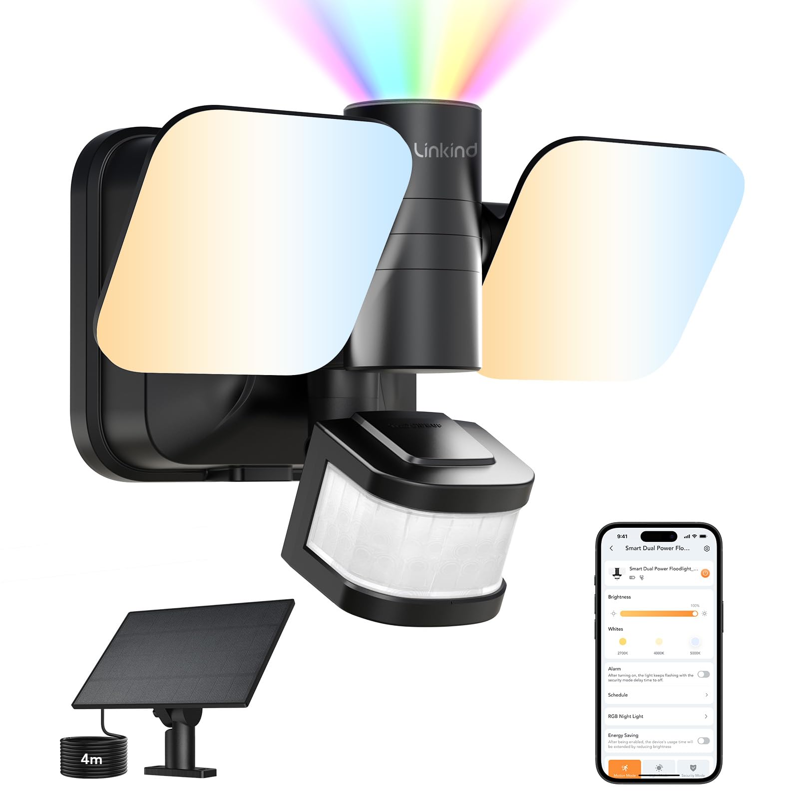 Linkind Projecteur Led Extérieur Connectée à Double Alimentation, Lampe