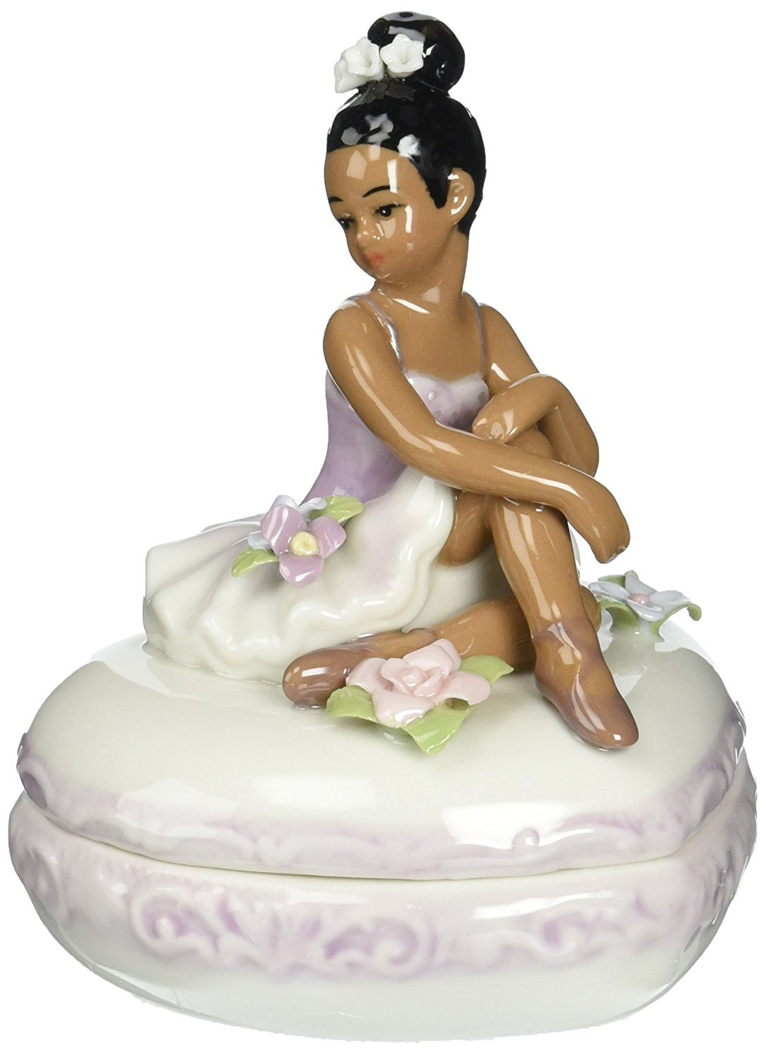 Cosmos 10599 Fine Porcelain African American Ballerina on Purple Box, 3-5/8-Inch