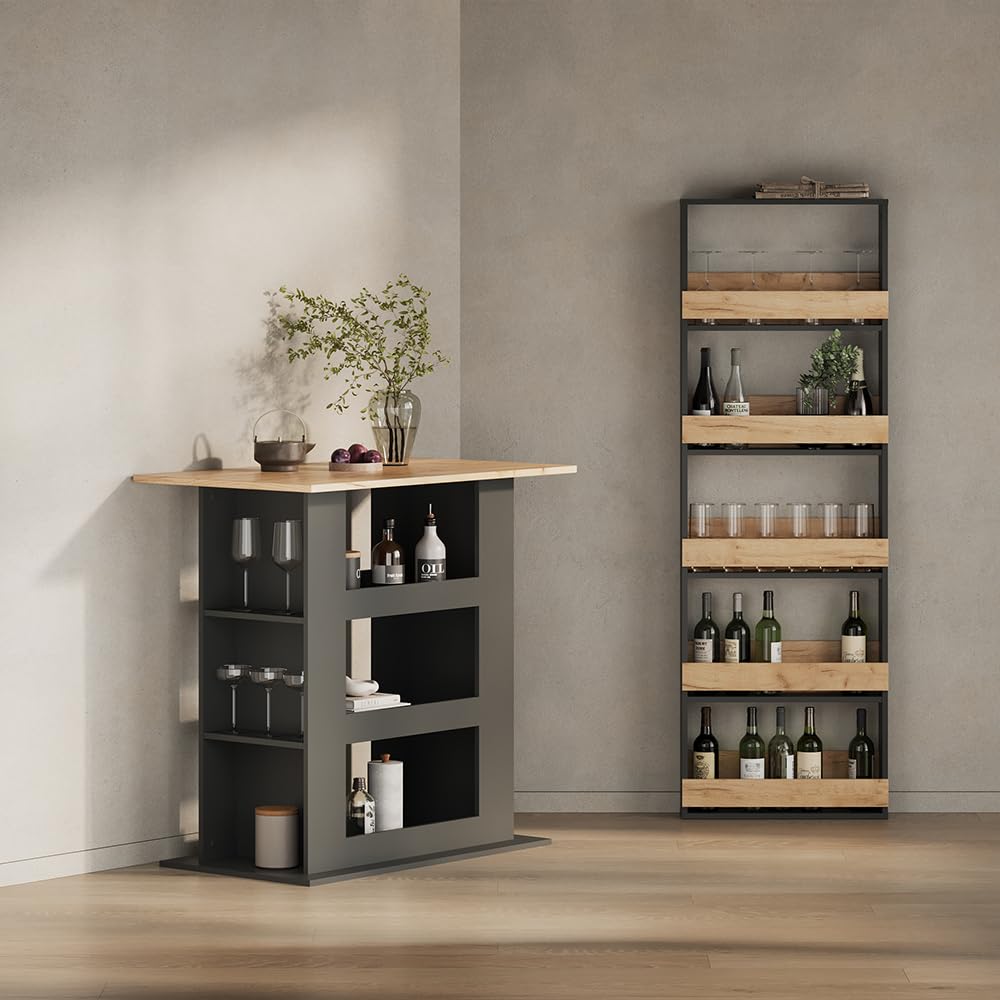 Livinity Bartisch Regusa, Goldkraft Eiche/Anthrazit, 110 x 65 cm