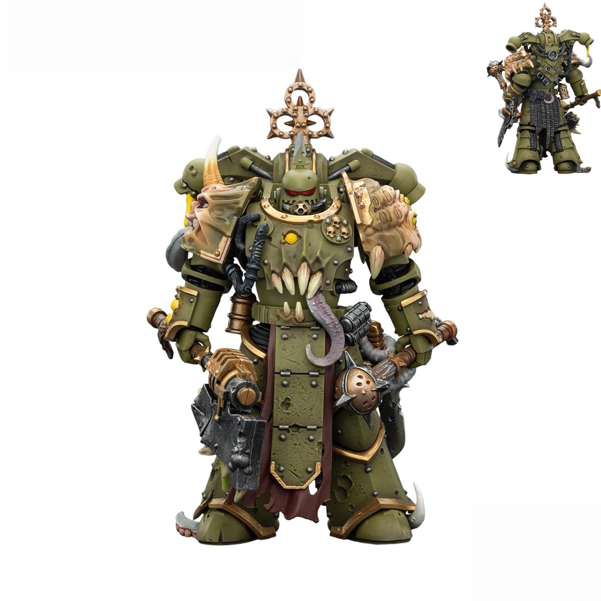 JOYTOY Warhammer 40K Death Guard Plague Marine with Bubotic axe and Plague Knife 1/18 Scale Action Figure 15+ Collectible Model for Holidays, Birthdays & Special Occasions!
