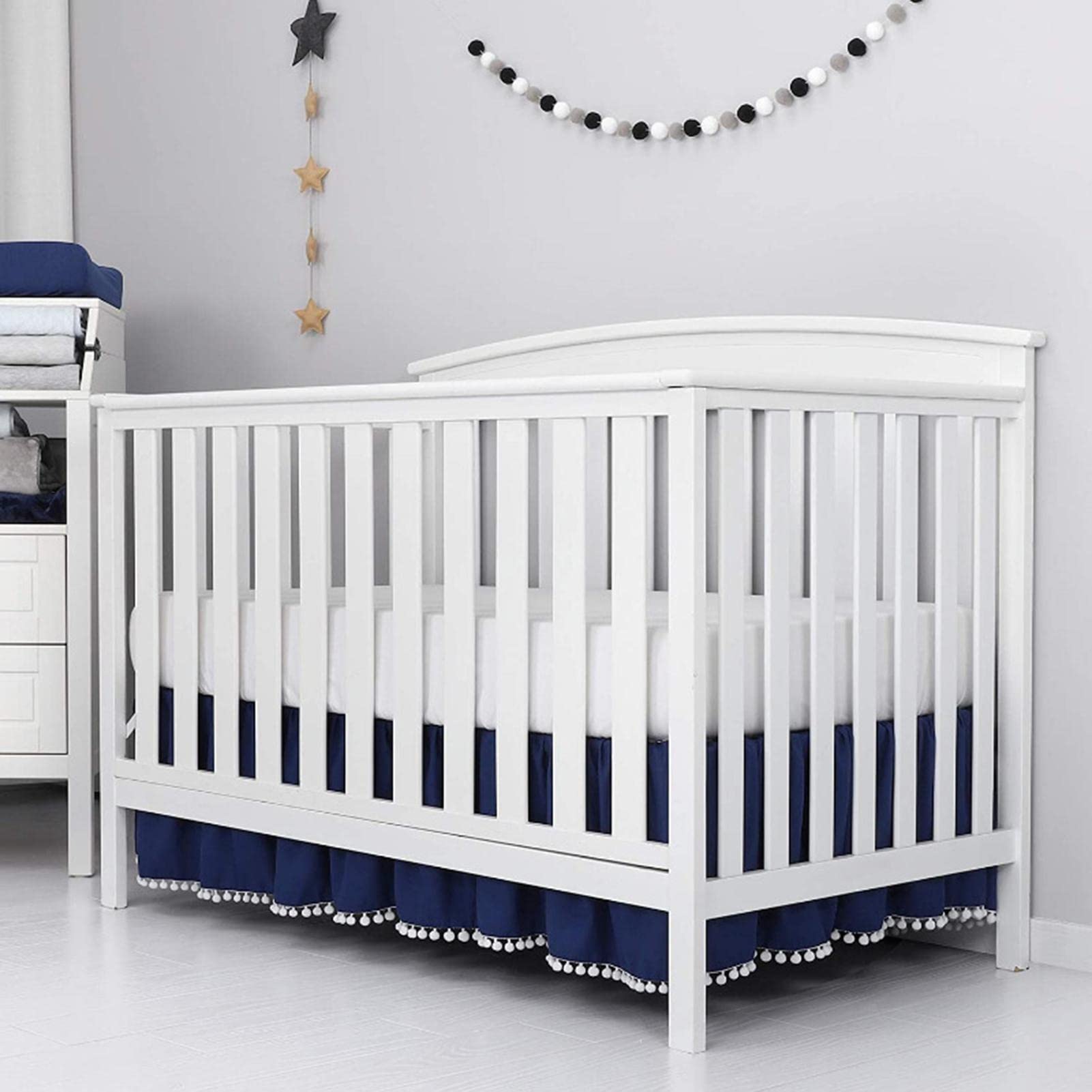 Gonna Per Culla Con Pompon - Volant Antipolvere Lavabile | Stampa Carina Per Ragazze E Ragazzi | In Microfibra - Foto 10