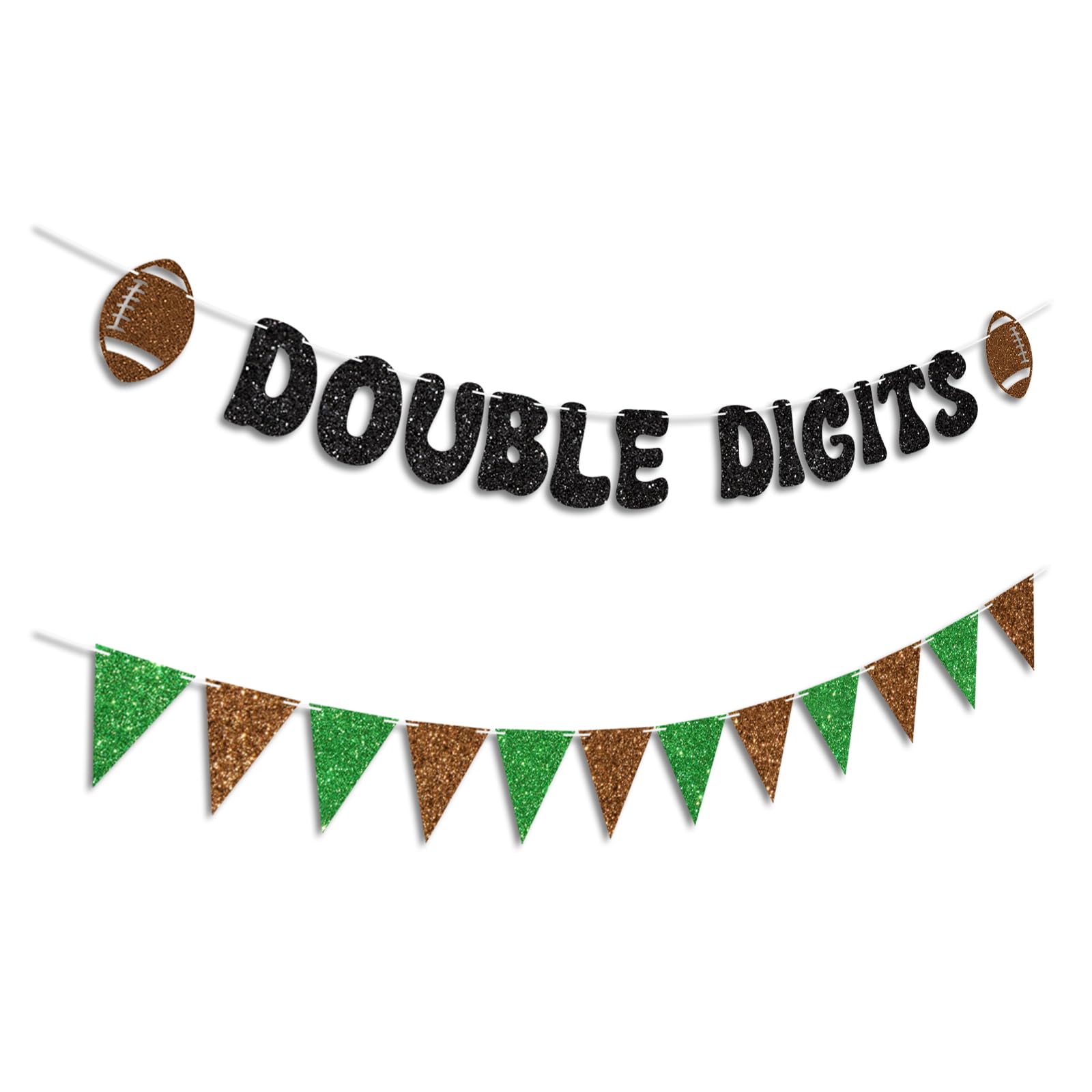 Vofrise Football 10th Birthday Banner, Double Digits Banner for Boys, Glitter Happy 10th Birthday Banner for Sports Themed Party Decorations