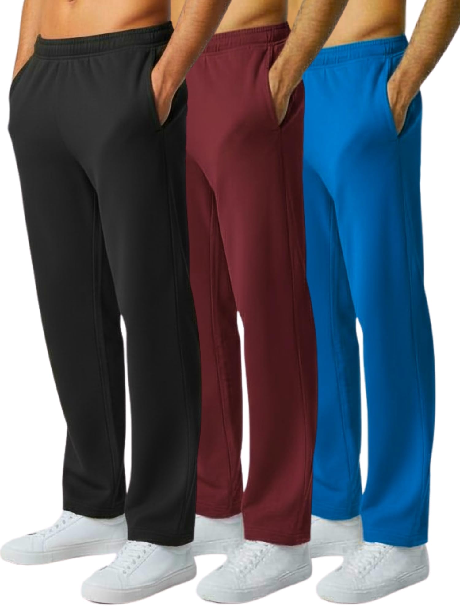 ultra performance 3 pack mens sweatpants, wide leg open bottom lounge sweat pants for men