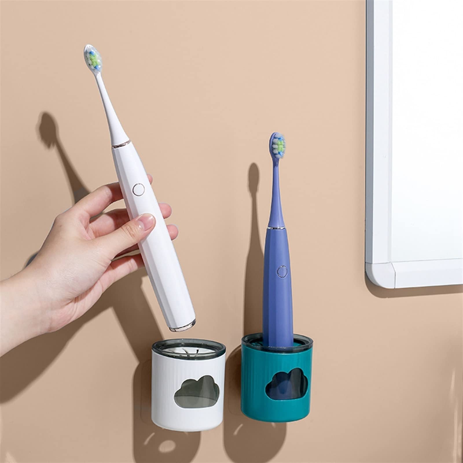 Soporte para cepillos de dientes Soporte para cepillos de dientes montado en la pared Ahorro de espacio Soporte para cepillos de dientes eléctricos Organizador en rack Estante para el baño en
