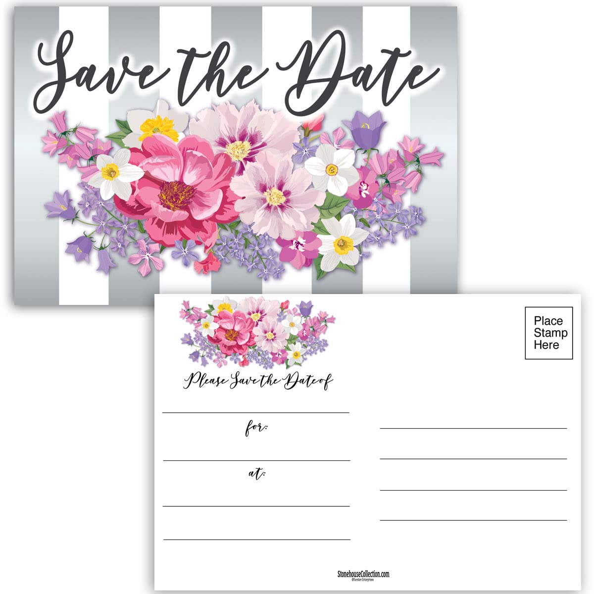 40 Floral Save The Date Postcards - 4" x 6" Postcards - Wedding, Baby Shower, Birthdays, Celebration Announcements (Colorful Floral)