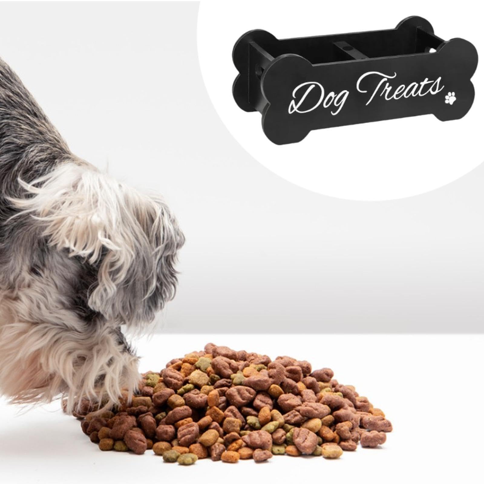 Barattolo Porta Dolcetti Per Cani E Gatti - Contenitore Legno Con 2 Vasetti, Organizzato E Elegante - Foto 8