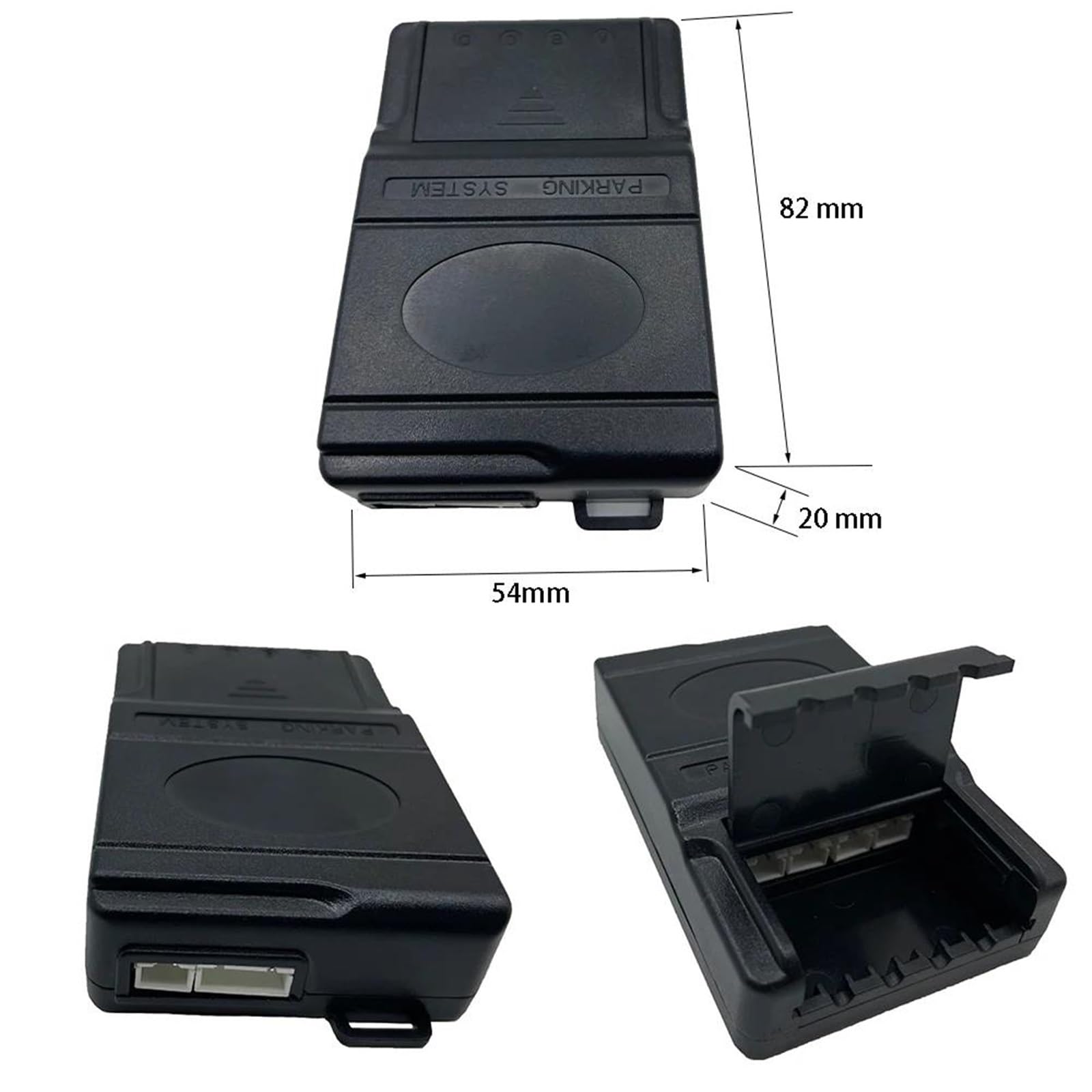 Asystent parkowania Parktronics : 4 płaskie czujniki 13 mm (czarny/srebrny/biały) radar cofania, alarm dźwiękowy, czujniki srebrne (czerwone czujniki).