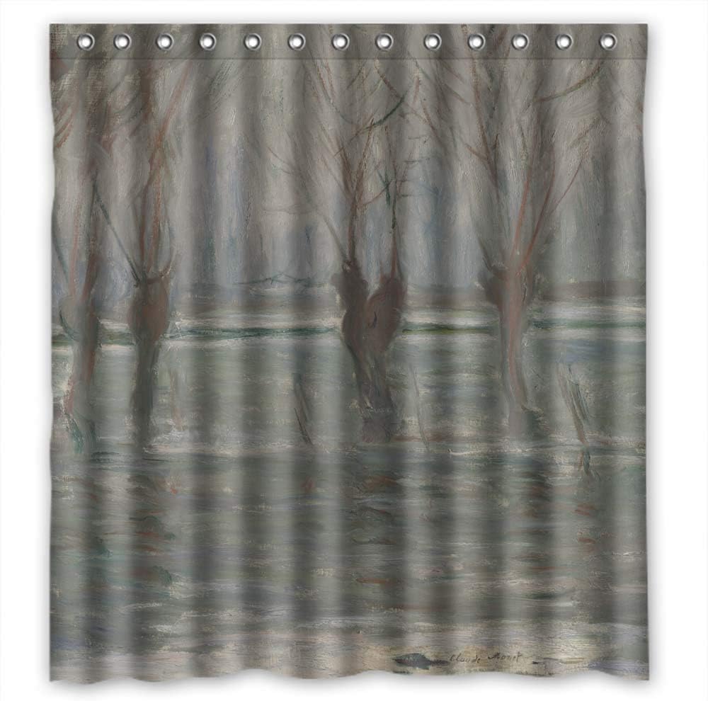 Artsplaza Art Painting Claude Monet - Flood Waters (1896) Christmas Shower Curtains Polyester Best For Him Artwork Gf Girls Kids Girl. Dries Quickly Width X Height / 72 X 72 Inches / W H 180 By 18