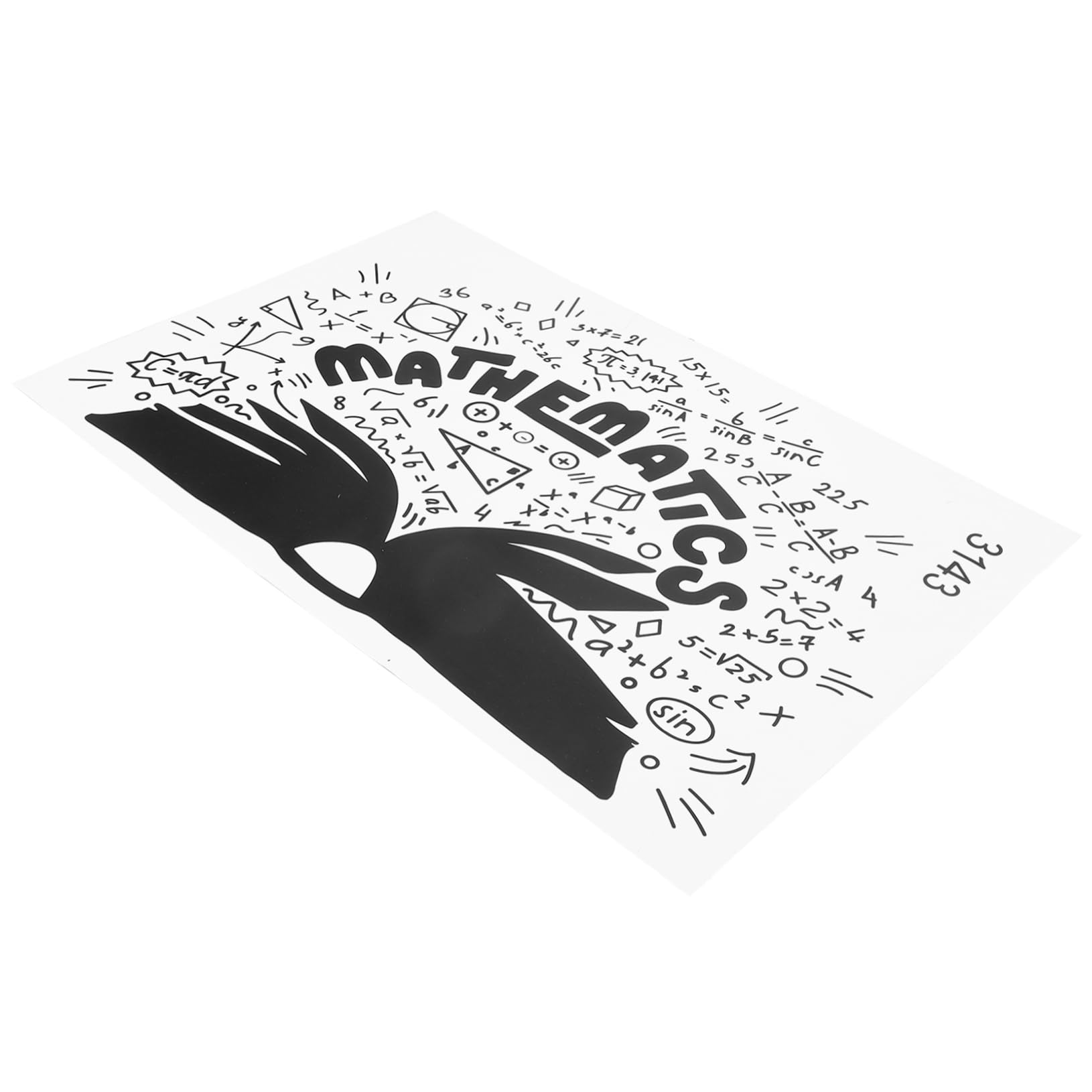 VILLCASE 4 Fogli Adesivo Murale Decorativo Tematica Matematica per Amanti Della Matematica Sticker Murale per Scolastiche Design Creativo e Accattivante Facile da Applicare