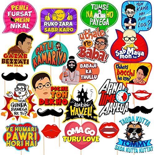 Bollywood Funny Photo Booth Props - 23 pc Photobooth Kit - Movie ...