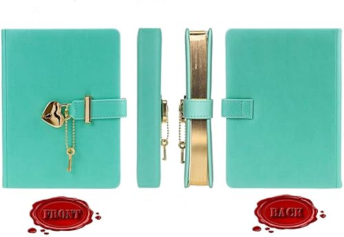 Miniatura 6 de Poshieca Diario con cerradura en forma de corazón con llave, cubierta de piel sintética, diario, organizadores personales, cuaderno secreto para