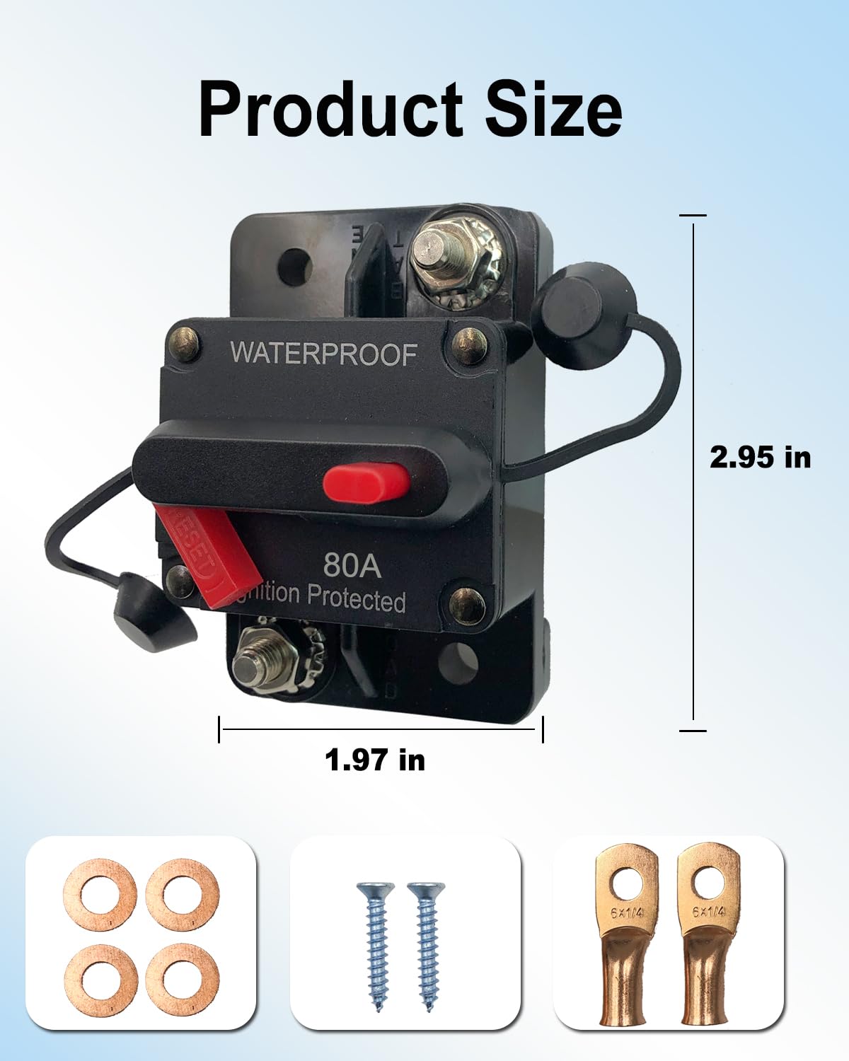 Disyuntor con Reinicio Manual 80 A,12 V-48 V, Impermeable para Motor y Audio Marino