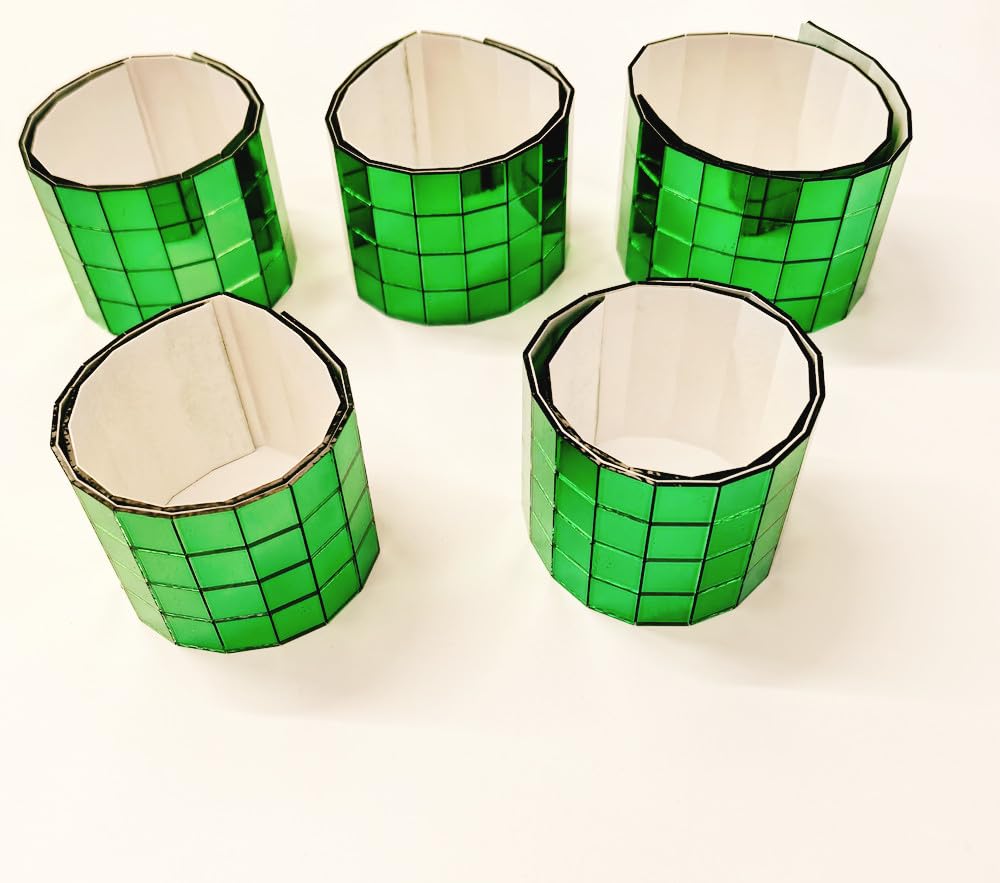 Meya Green Mirror 600Pcs Green 10X10mm Self-Adhesive Mirrors Mosaic Tiles,Real Glass Mirror Roll,Decorative Mirror Sticker Sheet Diy Accessory Mirrors Mosaic Tiles