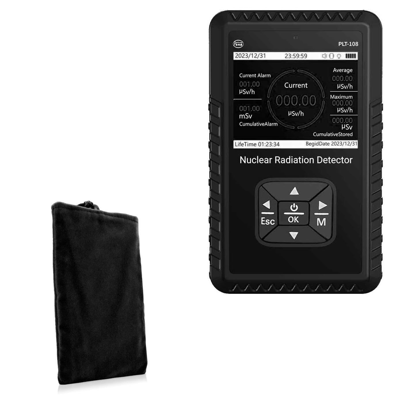 BoxWave Case Compatible with Sooguard Geiger Counter Radiation Detector - Velvet Pouch, Soft Velour Fabric Bag Sleeve with Drawstring - Jet Black