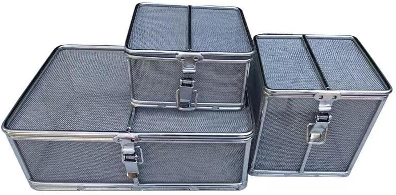304 Stainless Steel Washing Basket, Instrument Sterilization Tray, Mesh Perforated Parts Cleaner, Durable Organizer for Small Parts Rinsing (20x15x5cm)