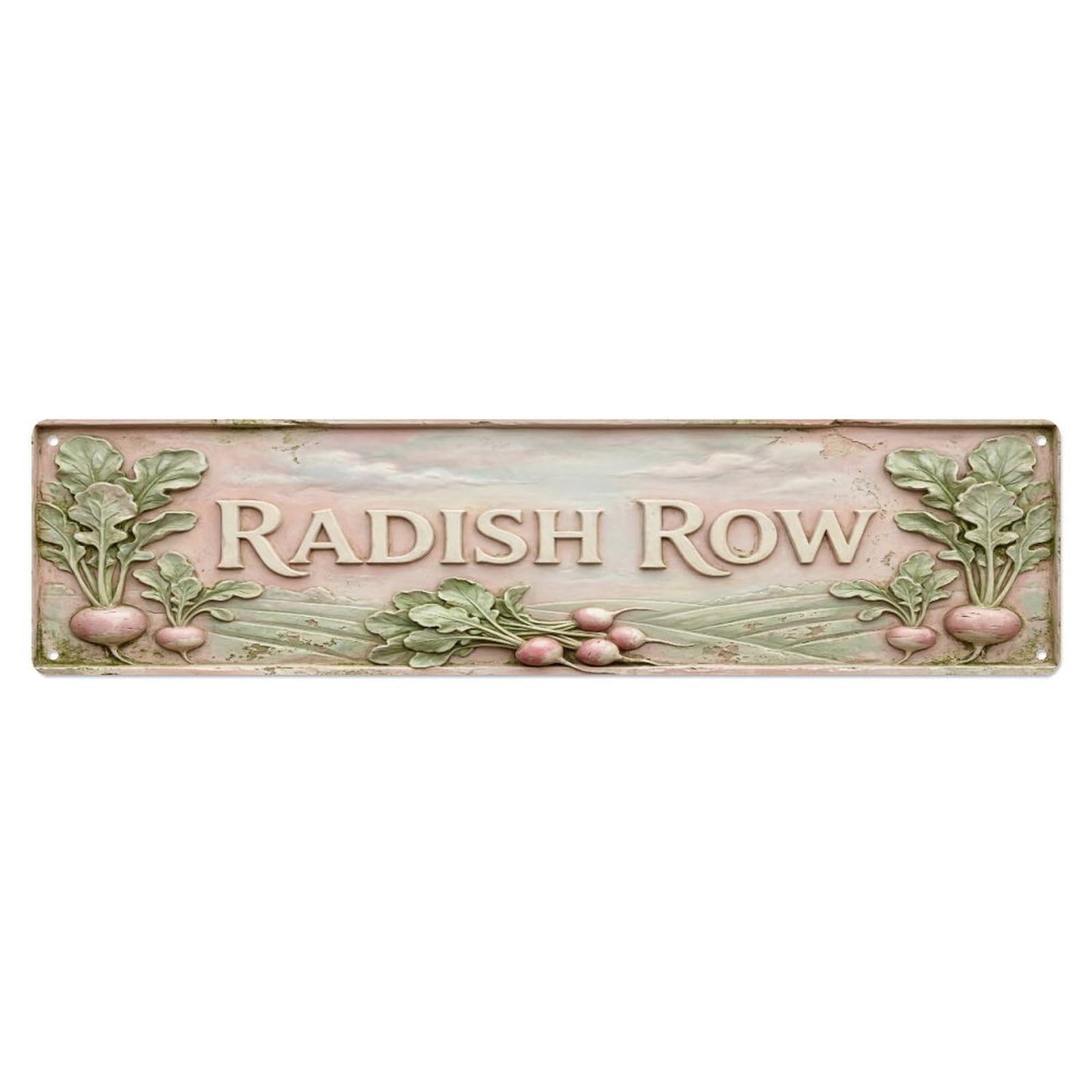 Fqcyn Style Metal Tin Sign Vintage Cottagecore Garden Radish Row