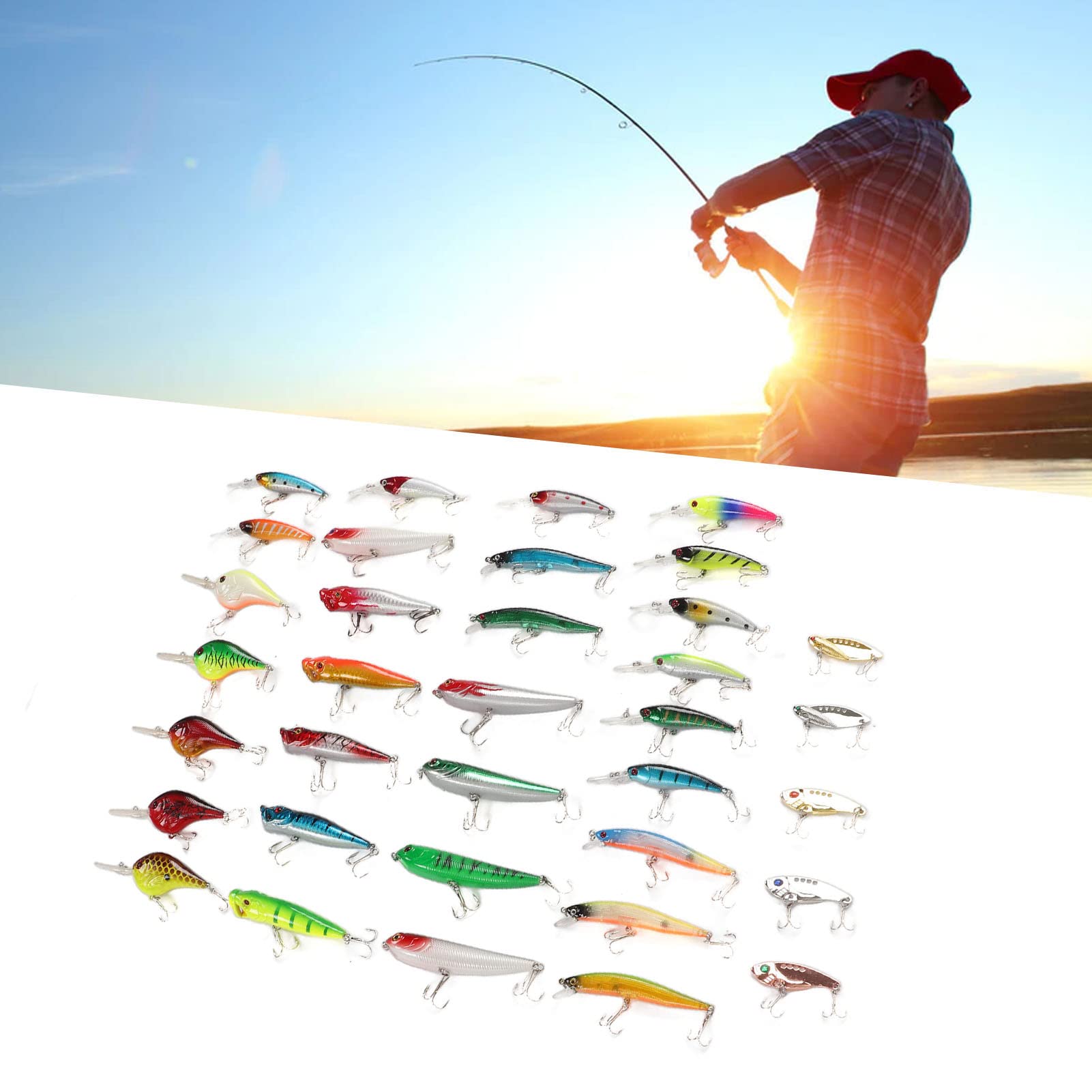 35 Stücke Simulation Harten Köder Gemischte Minnow Angelköder Kit Minnow Köder für Süßwasser Salzwasser Bootsangeln