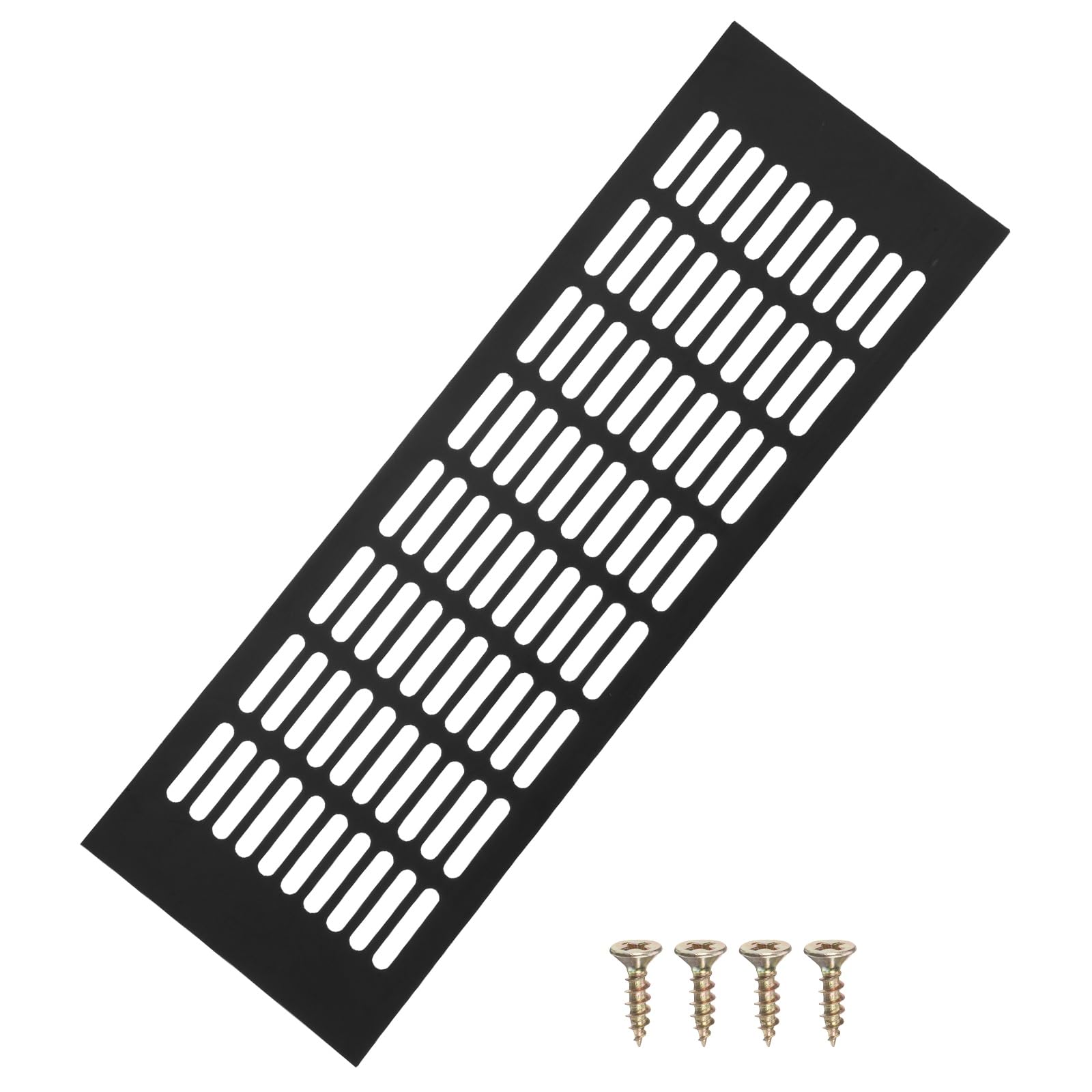 PATIKIL 18 x 6 Inch Door Air Vent Cover, Aluminum Grille Ventilation Cover with Mounting Screws for Cabinet Wardrobe Ceiling Door, Black