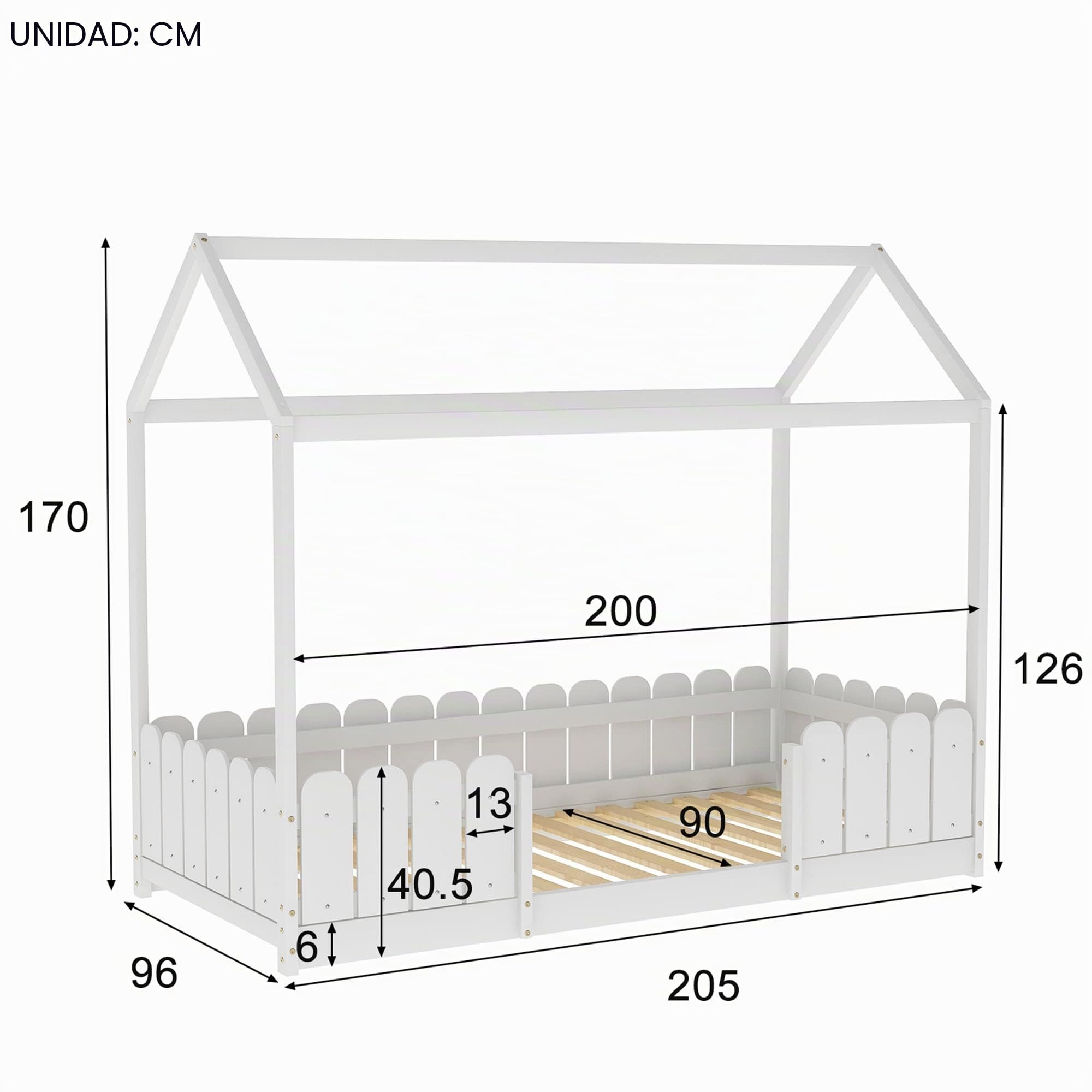 Moimhear Cama Infantil de 90 x 200 cm – versátil Cama Infantil de Madera para niños y niñas