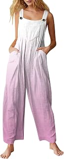Mono de una Pieza Chaleco Mono de Pierna Ancha con Bolsillo para Mujer, Overol de Verano Bohemio sin Mangas con Tirantes