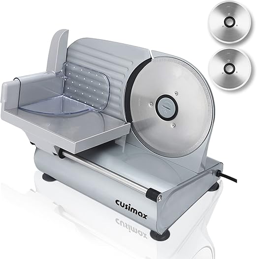 Meat Slicer, CUSIMAX 200W Electric Deli Food Slicer with Two 7.5” Removable Stainless Steel