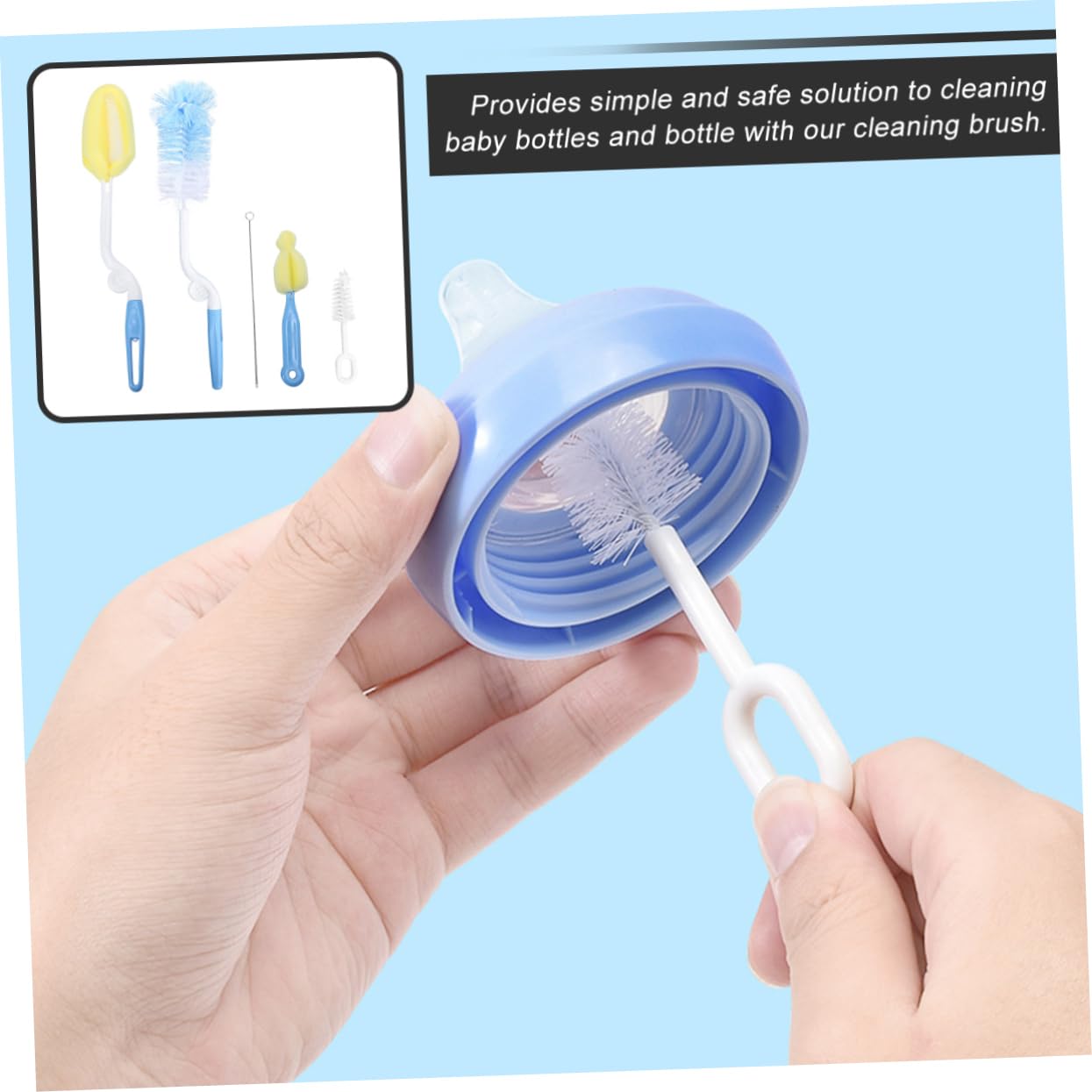 UTHCLO Bottle Sponge Cleaner Brush 5pcs Long Handle Bottle Brush Set Sturdy and Durable for Easy Cleaning