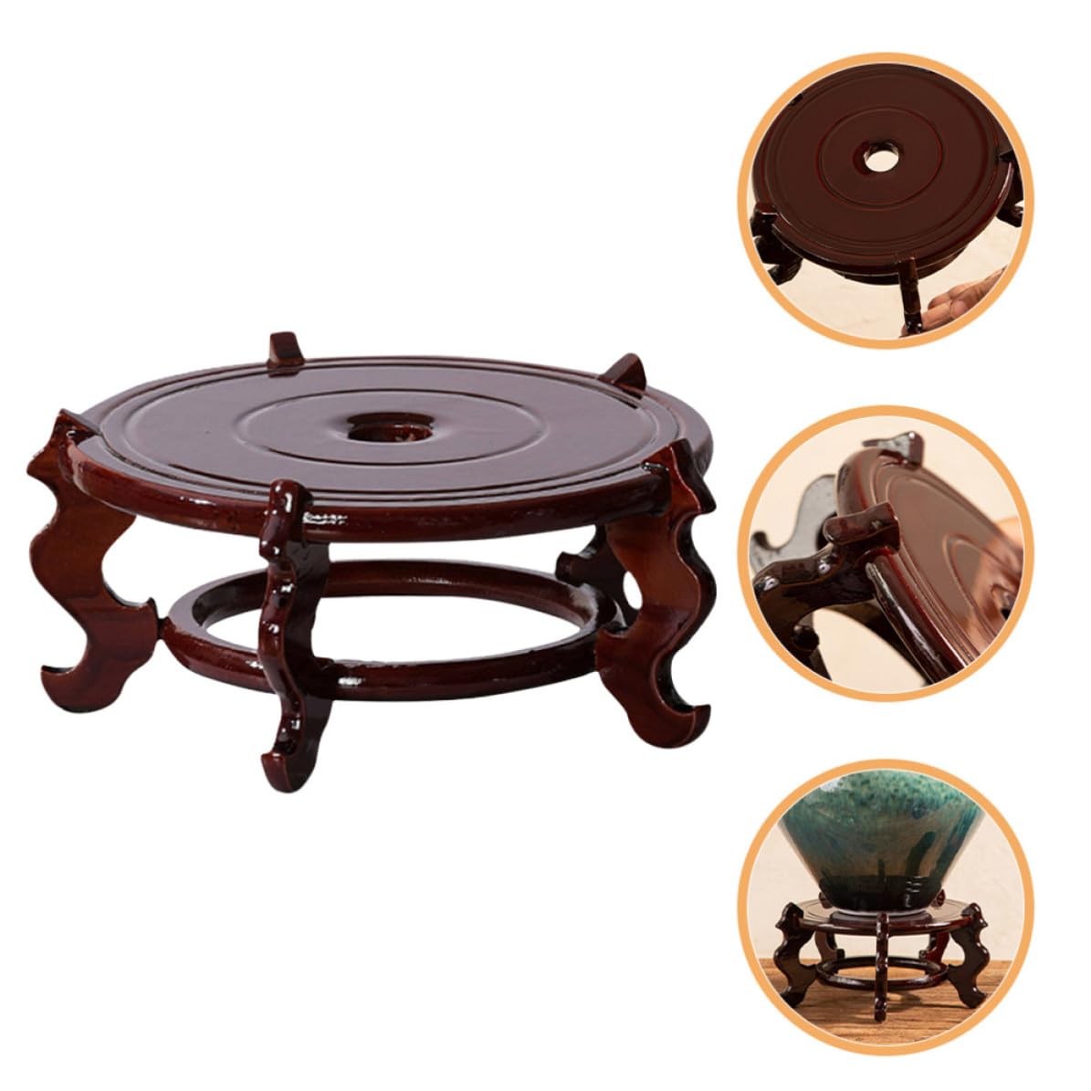 Soporte Ligero y Fácil de Transportar de Madera Plantas Interior Patas Pequeñas para Macetas y Decoración de Mesa Hogar
