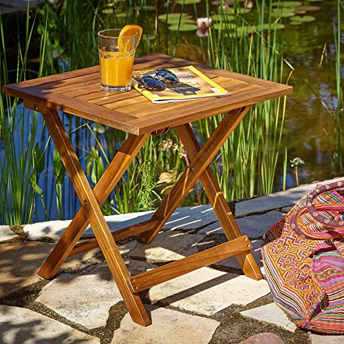 Cucunu 18X18 Inch Adirondack Side Table In Acacia Wood I Square Folding Patio Side Table Multifunctional And Portable I Indoor Or Outdoor End Table #TOP1