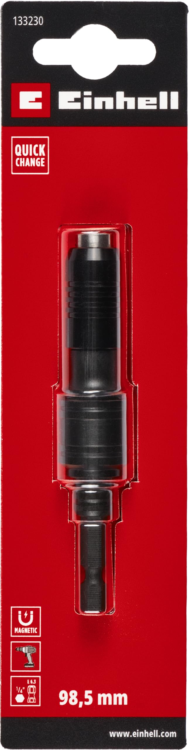 Original Einhell Bithalter Triple Fix 1/4" (schwenkbarer Kugelkopf, Dauermagnet-Aluhülse, Chrom-Molybdän-Stahl, Schnellwechsel, fixierbar, für Akkuschrauber)