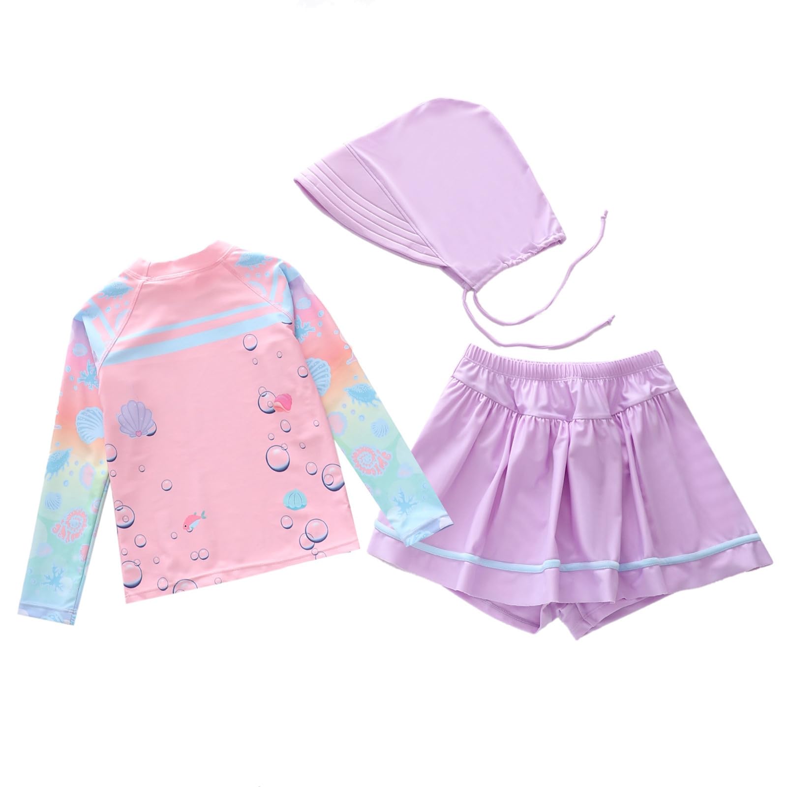 Generisch Bañador para niña, traje de baño de dos piezas con estampado, estilo deportivo, sombrero para el sol para niños pequeños, niños y niños mayores (212 años).