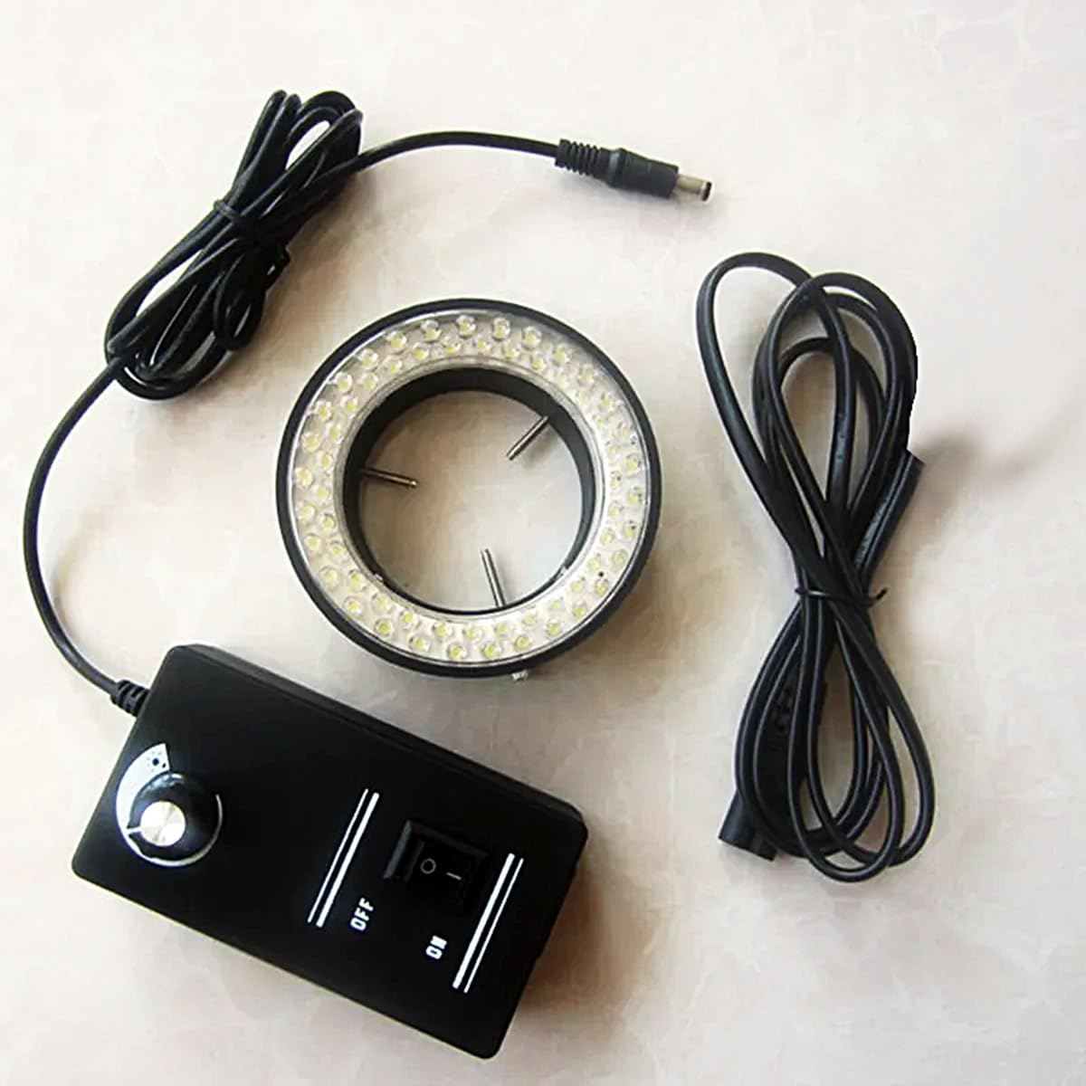 Microscope Microscope Ring lamp Blue Color Lights, 60PCS LED Brightness Adjustable Illuminated Ring Lamp for Stereo Microscope