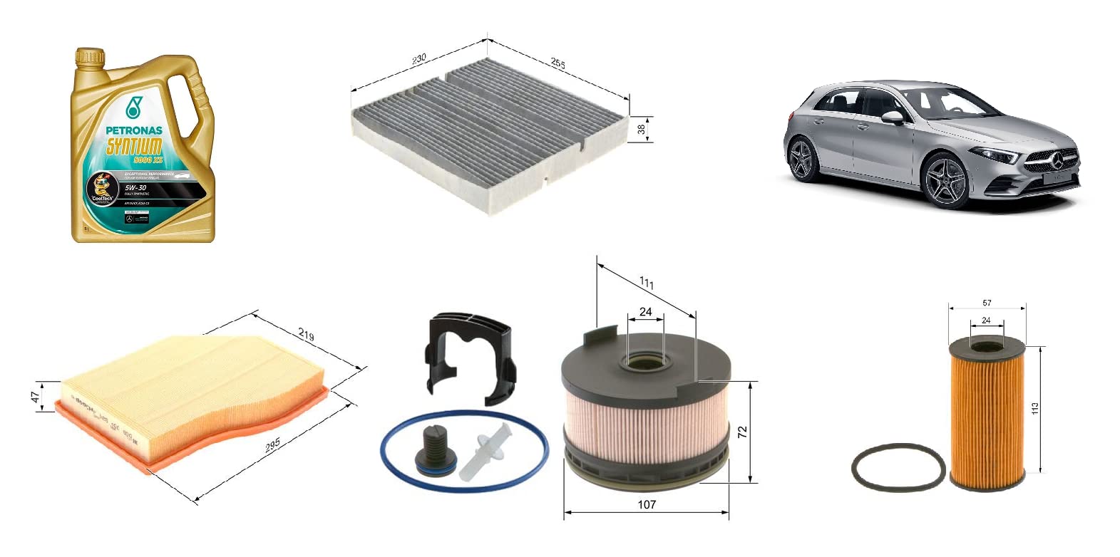 Kit Tagliando Per Mercedes Classe A W169 E B W245 – 5L Olio CDI + 4 Filtri Per 160/180/200 CDI