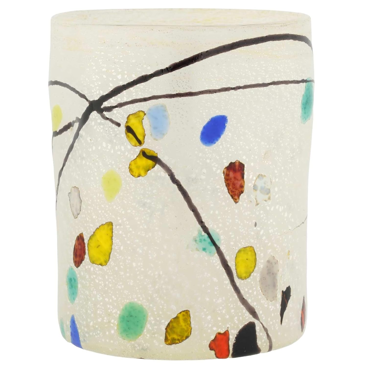 Glass Of Venice Murano Glass Kandinsky Art Theme Italian Tumbler Drinking Glass - White 16 oz Highball Glass