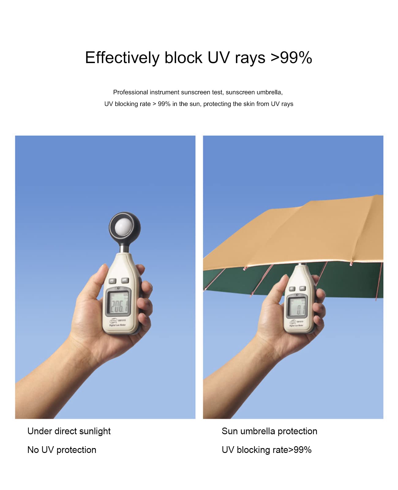 Paraguas Paraguas de Viaje a Prueba de Viento, Paraguas Plegable Impermeable Anti-UV con Pegamento Dorado Engrosado de 16 Varillas, Paraguas para Hombres y Mujeres