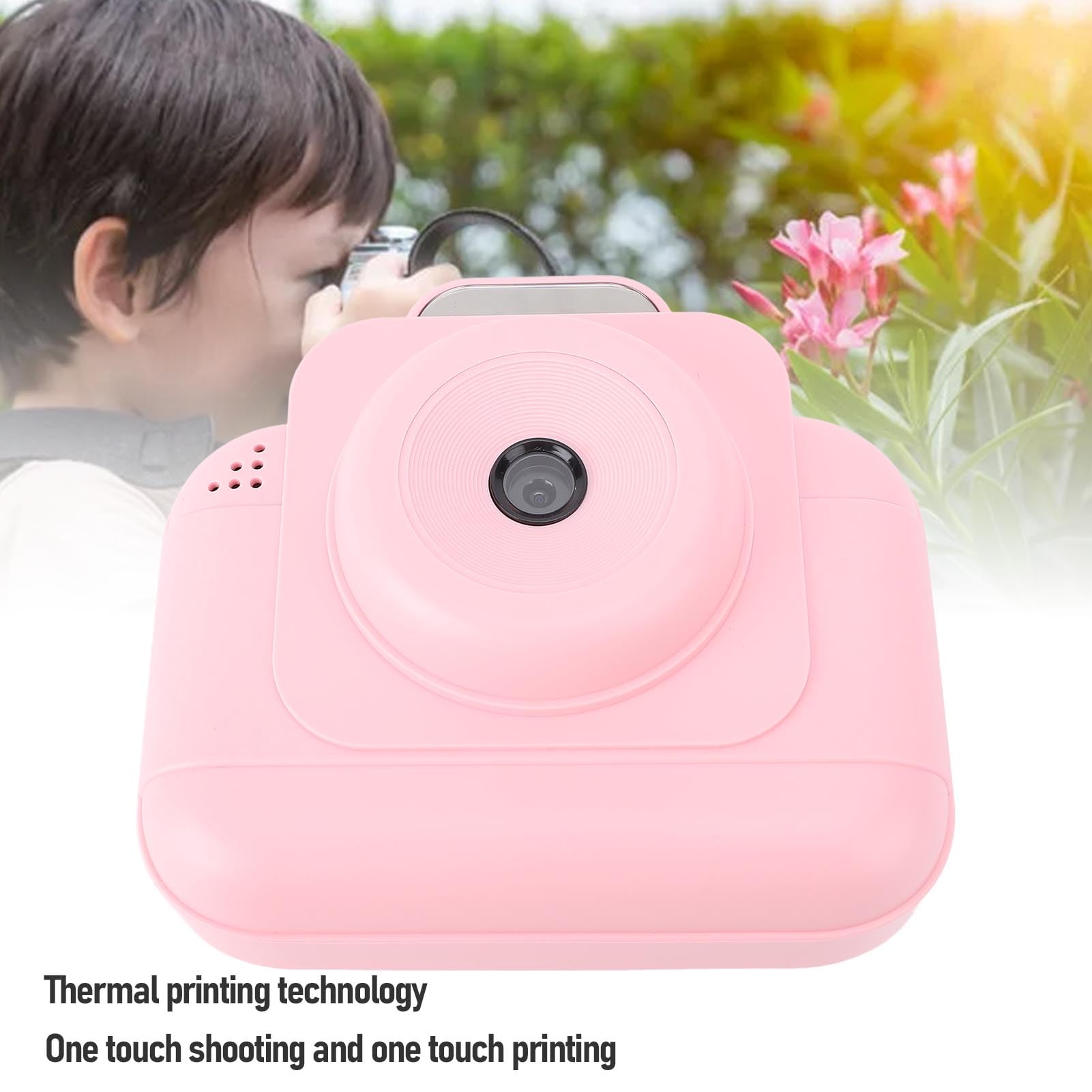 Sofortige Druck Kamera, 1080P HD-Sofort Bild Kamera mit 2,4 in Bildschirm & Thermo Druck, für Kinder Kreative Fotografie und Reisen (PINK)