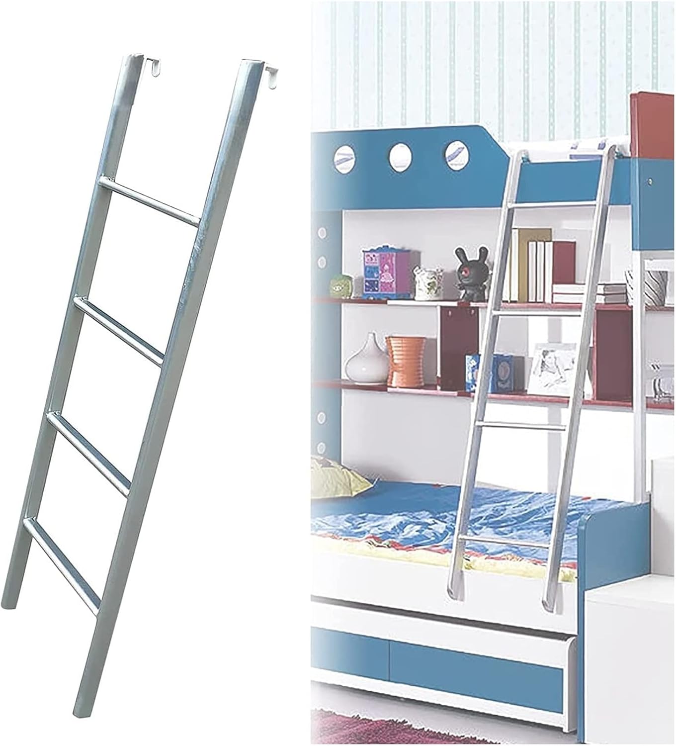 RV Bunk Ladder Bunk Bed Ladder Silver Beds Ladder for Appartments Loft Home Top Bunks Lift Bed Adjustable Step Ladder (Size : Small)