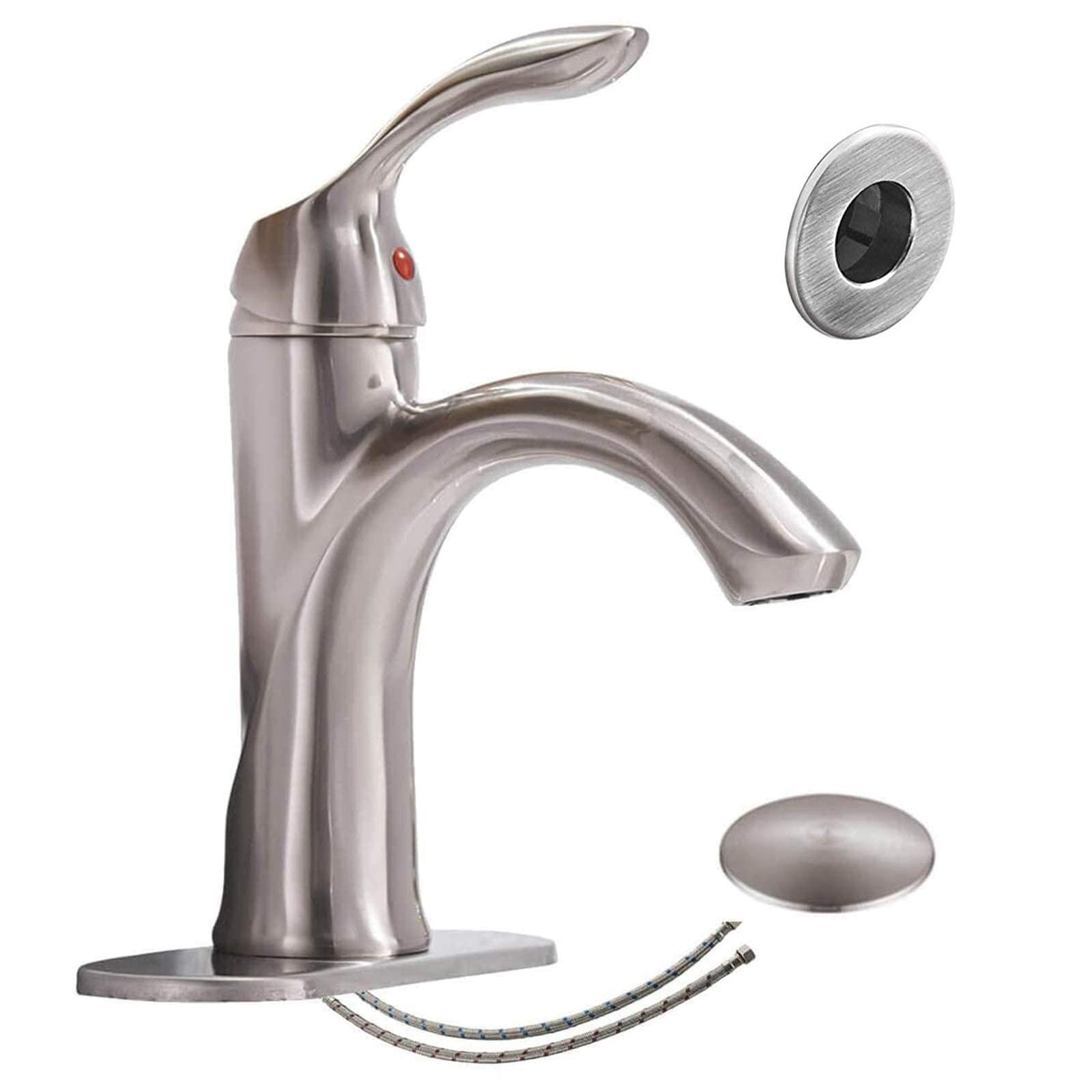 Sxithgkdw Gray Bathroom Faucet Brushed Nickel Waterfall Single Handle Single Hole Lavatory Faucet Pop Up Drain With Overflow Bundle Sink Overflow Hole Cover Trim Insert In Hole Pop Up Drain With Overflow