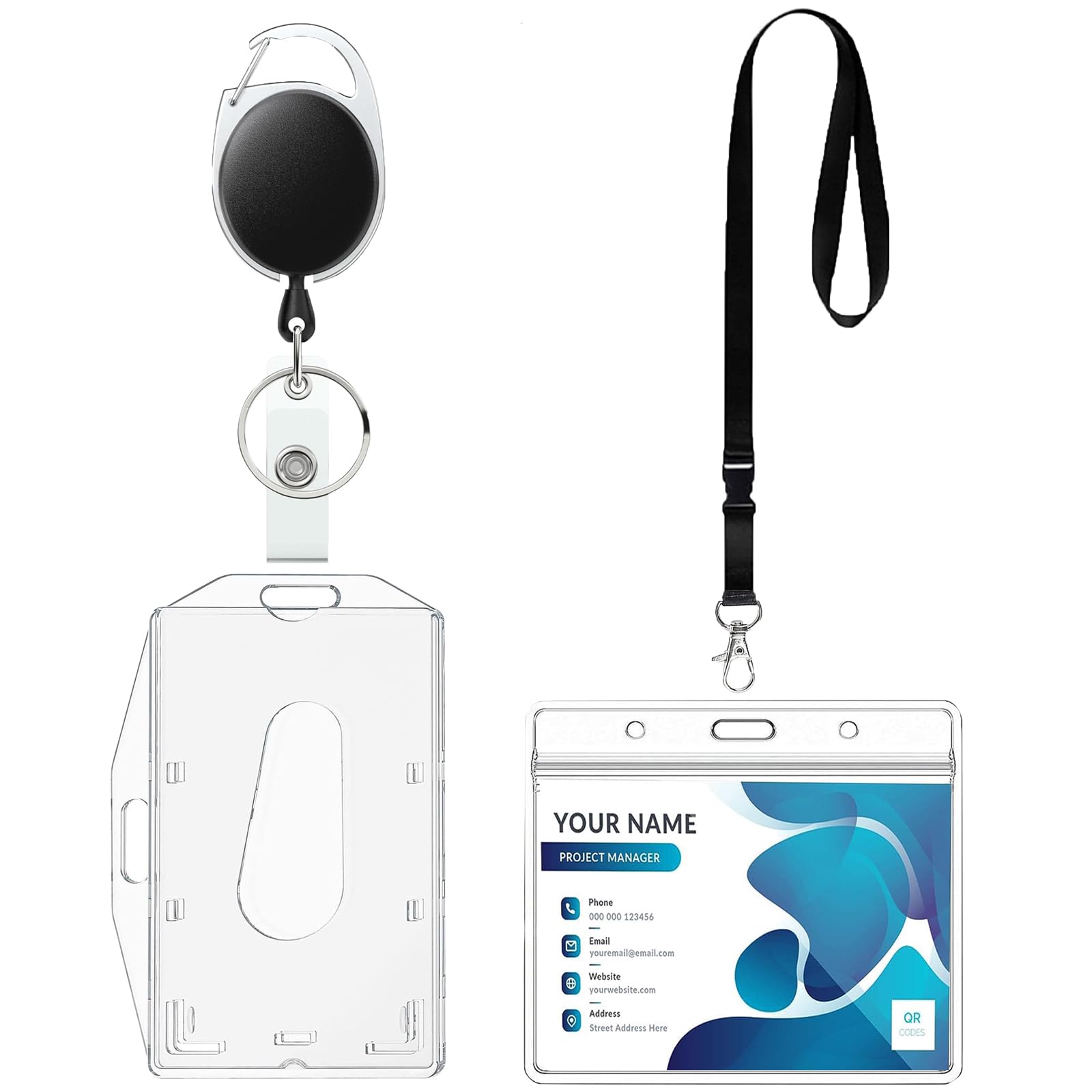 Fhlbestyu 1/2 Set Porta Tarjetas Identificativas Lanyard, Porta Tarjetas Colgante Diáfano, ID Card Badges Holder para Tarjeta Tráfico, Crédito, Escuela, Oficinas