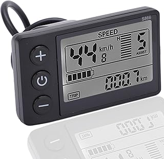 Electric Bike LCD Display Meter, 24V 36V 48V LCD Display Meter Control Panel with Waterproof Plug, Mountain Bike Electric Scooter Smart LCD Meter