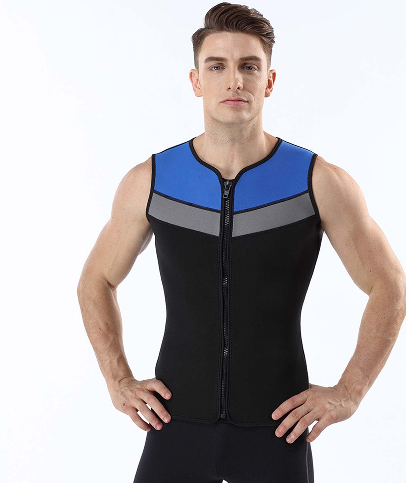 Funien Gilet Thermique en Néoprène de 3 Mm, Haut de Combinaison Unisexe sans Manches avec Fermeture éclair pour la Natation, la Plongée en Apnée, Le Funien Gilet Thermique en Néoprène de 3 Mm, Haut de Combinaison Unisexe sans Manches avec Fermeture éclair pour la Natation, la Plongée en Apnée, Le