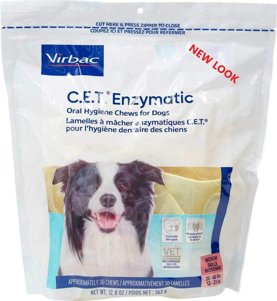Virbac C.E.T. Enzymatic Oral Hygiene Chews, Medium Dog, 30
