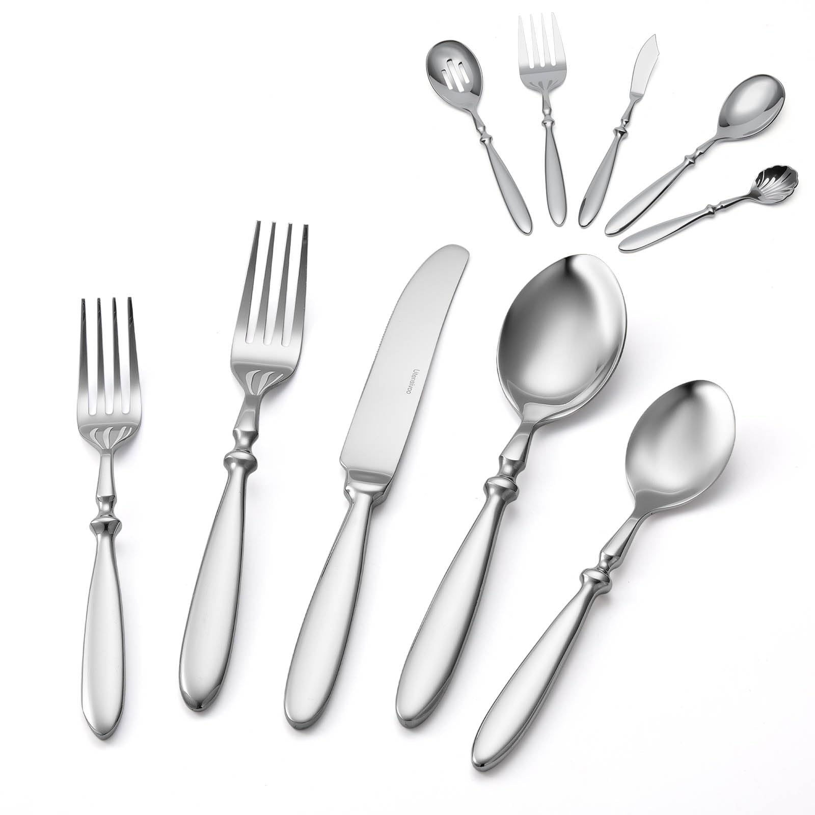 Photo 1 of 65-Piece Silverware Set with Serving Utensils for 12?Understated Flatware Set 18/10 Stainless Steel?Fine Cutlery Set with Forks, Knives, Spoons?Durable and Elegant Design Tableware?Dishwasher Safe