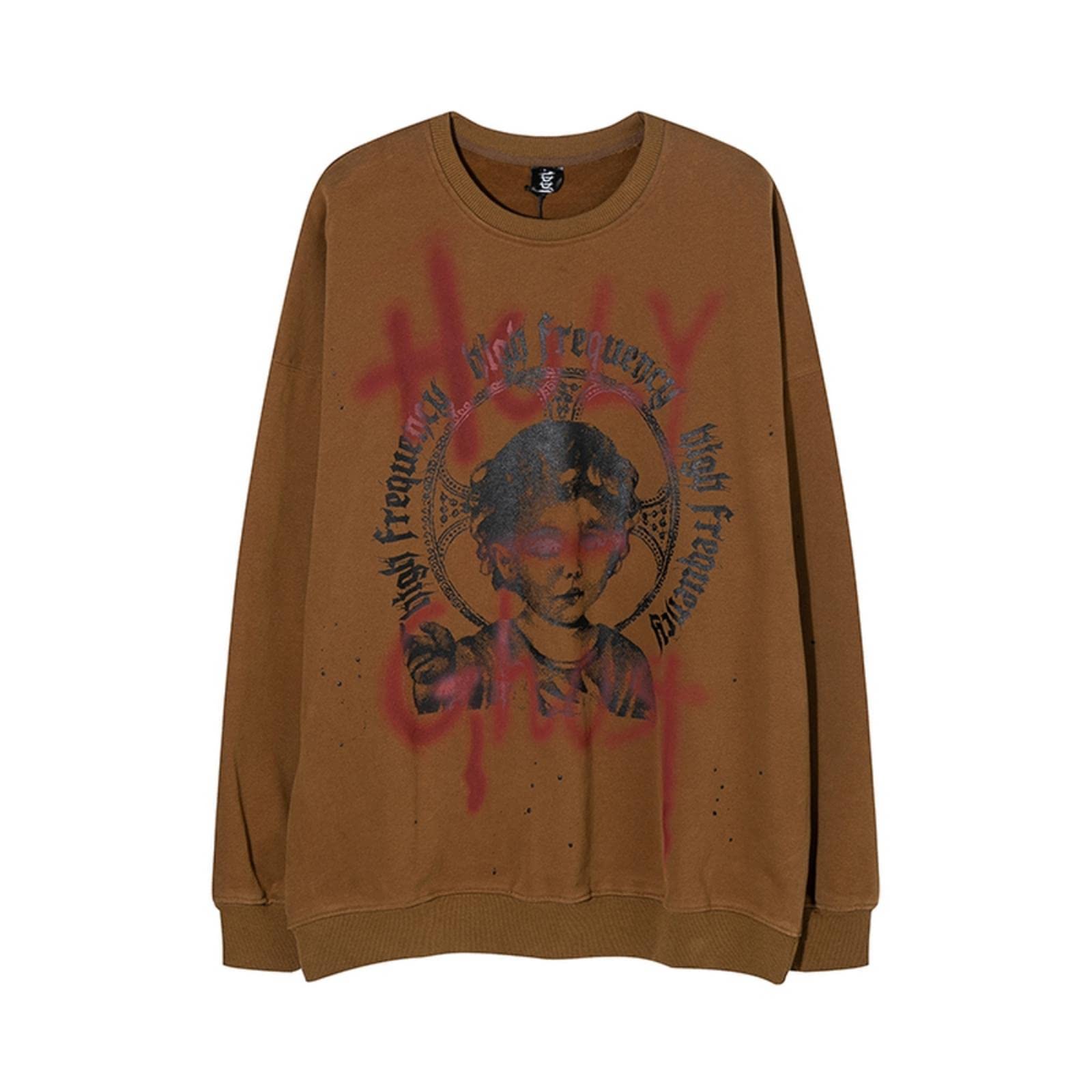 Felpa vintage Streetwear Hip Hop Lettera Fantasma Stampa Pullover Autunno Casual Cotone allentato Punk Gotico Top