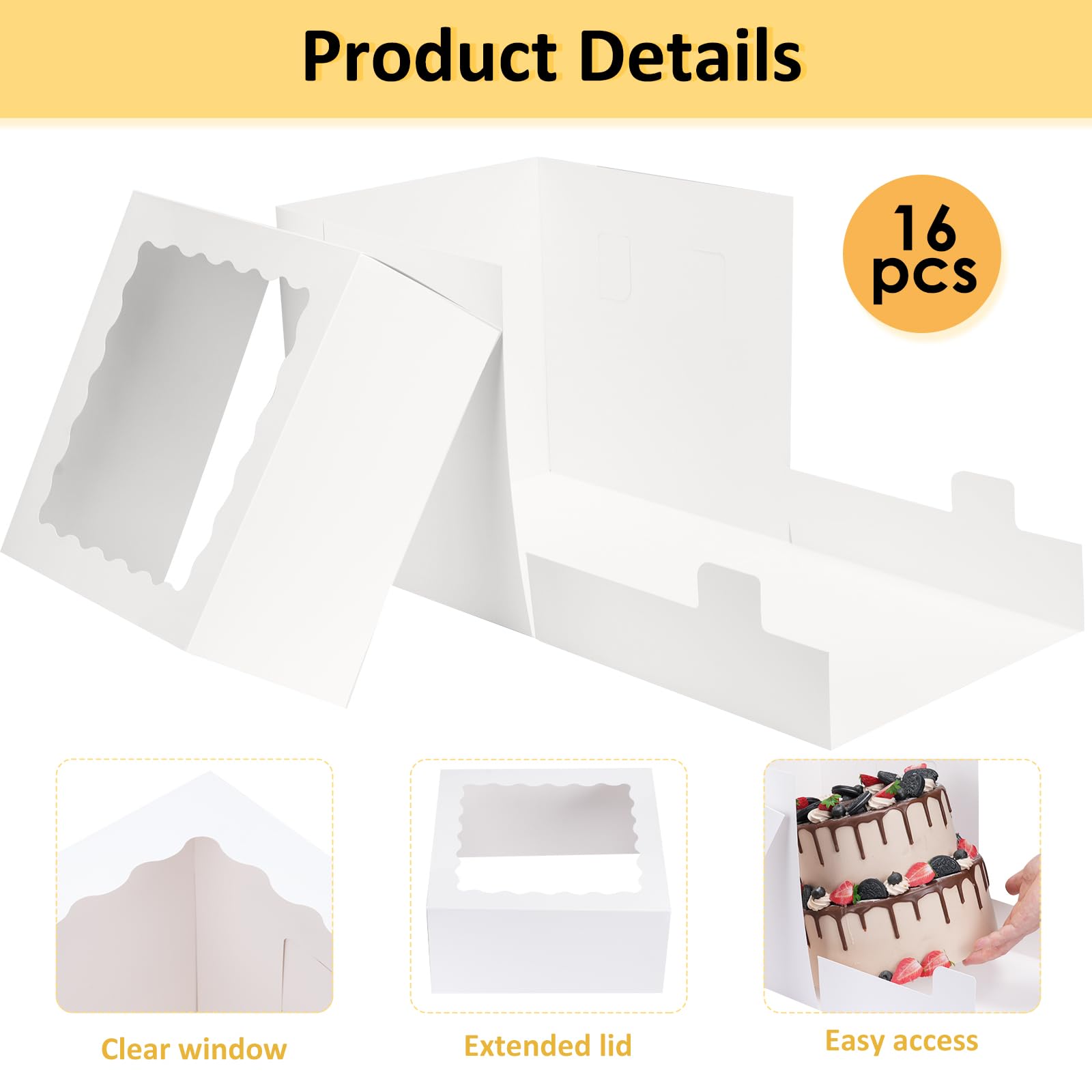Moretoes Cake Boxes - 16 Pack for Tiered Cakes -3 Moretoes Cake Boxes - 16 Pack for Tiered Cakes -3