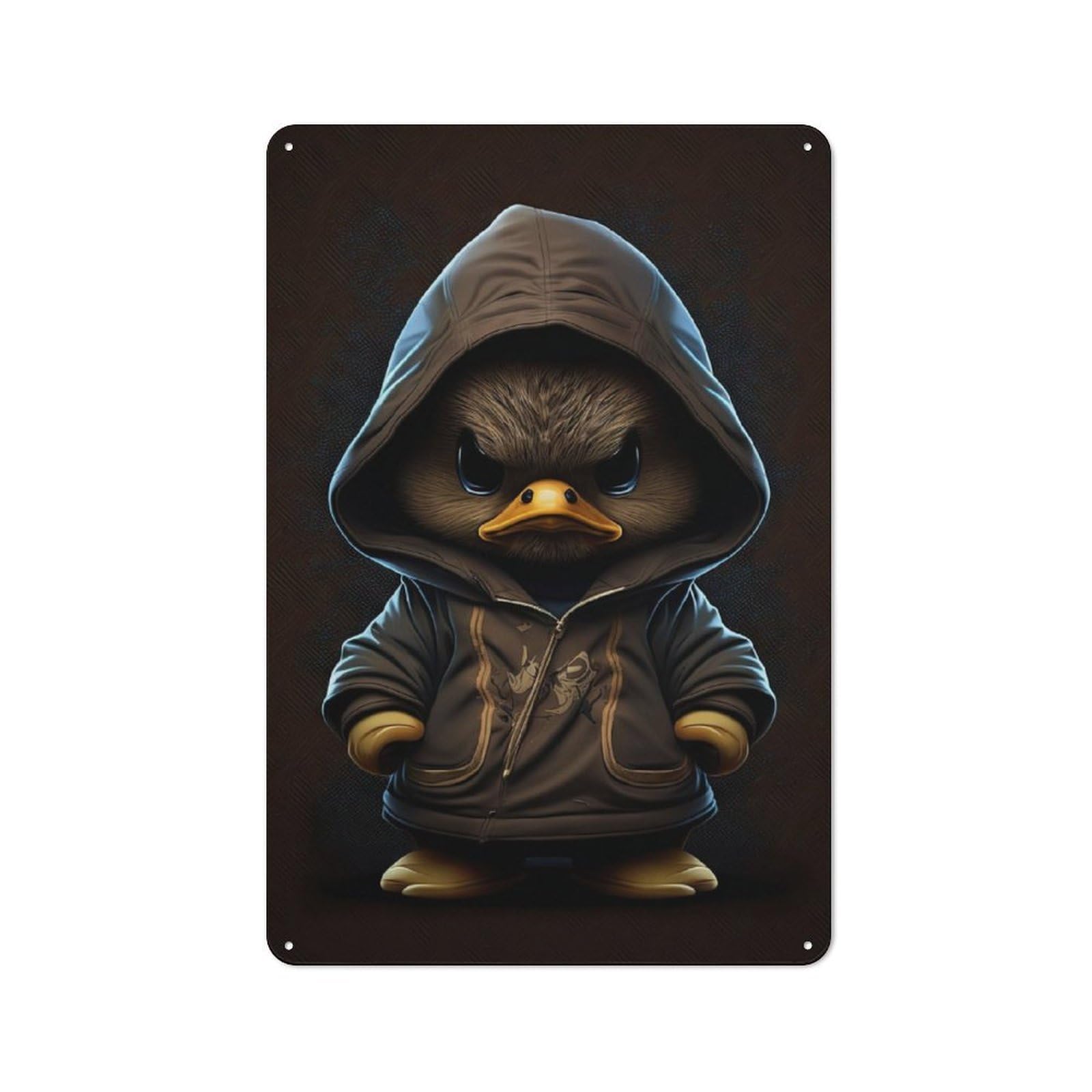 Junmoney Hoodie Angry Duck Printed Metal Sign 30X20cm For Café Or Restaurant, New-Space Wall Decor For Café Owners And Decorators