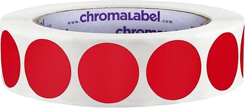 ChromaLabel Etiquetas adhesivas redondas de 1 pulgada, etiquetas adhesivas permanentes de codificación de colores, calcomanías de puntos de colores