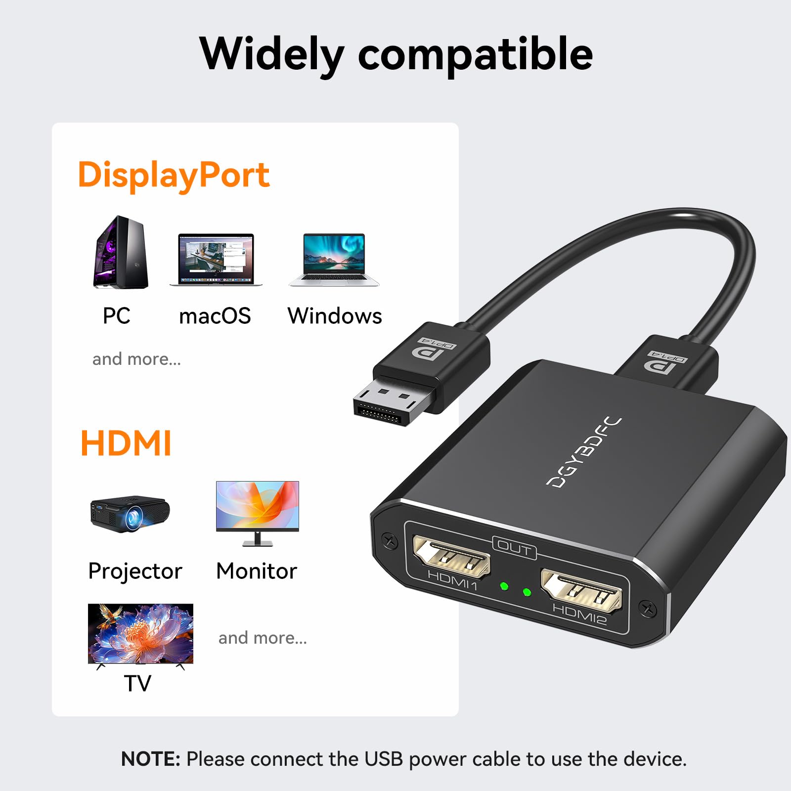 Displayport zu Dual HDMI Adapter 1 in 2 Out Dual 4K60Hz Extend/Copy DP 1.2 zu 2 HDMI Splitter für Zwei Monitore Support SST/MST Modus (MacOS Unterstützt Nur Den SST-Modus)