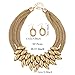 JKJF African Bib Choker Necklaces Earring Sets Chunky Tribal Style Statement Necklace African Layered Collar Necklace for Women - Gold
