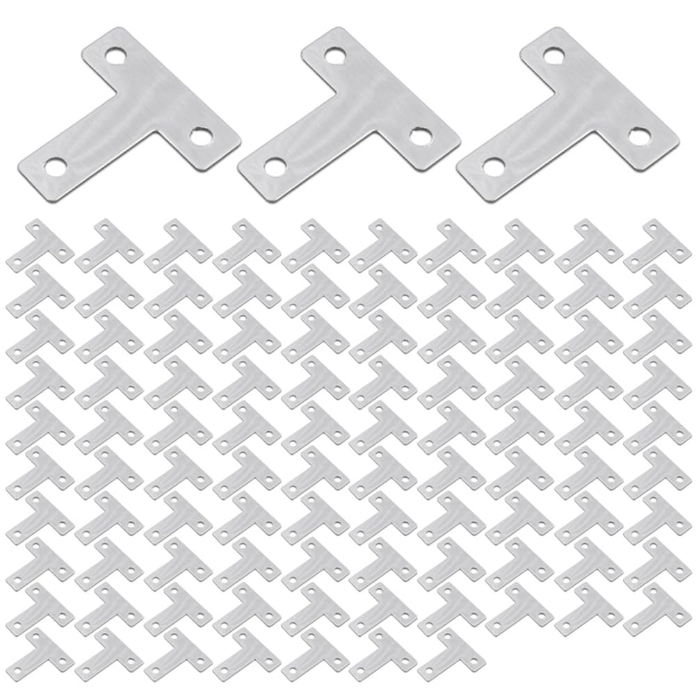Littimoon Stainless Steel T Brackets Flat Corner Braces Brackets Multiple Holes Corner Brace for Wood